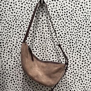 The Sak Brown Mushroom Suede Sling Hobo Bag